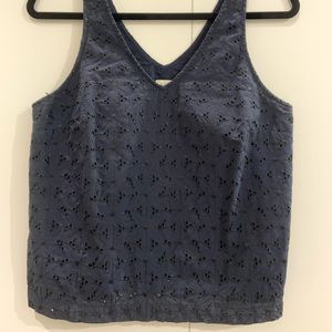 Navy blue eyelet blouse